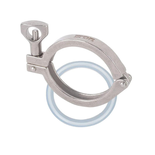 2.5 Inch Sanitary Tri Clamp Fitting Made From 304 Stainless Steel Clover Style Heavy Duty Clamp With Wing Nut Thumb Screw Fit For 76mm Flange OD Includes Multi Size Gasket Pack Of 1 For Home Brew Systems