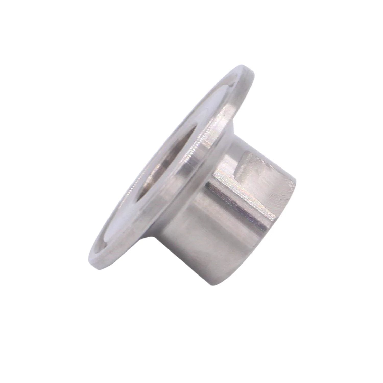 Side view of Stainless Steel 304 Sanitary Tri Clamp To Half Inch NPT Female Connector for food, beverage, and dairy use by DERNORD.