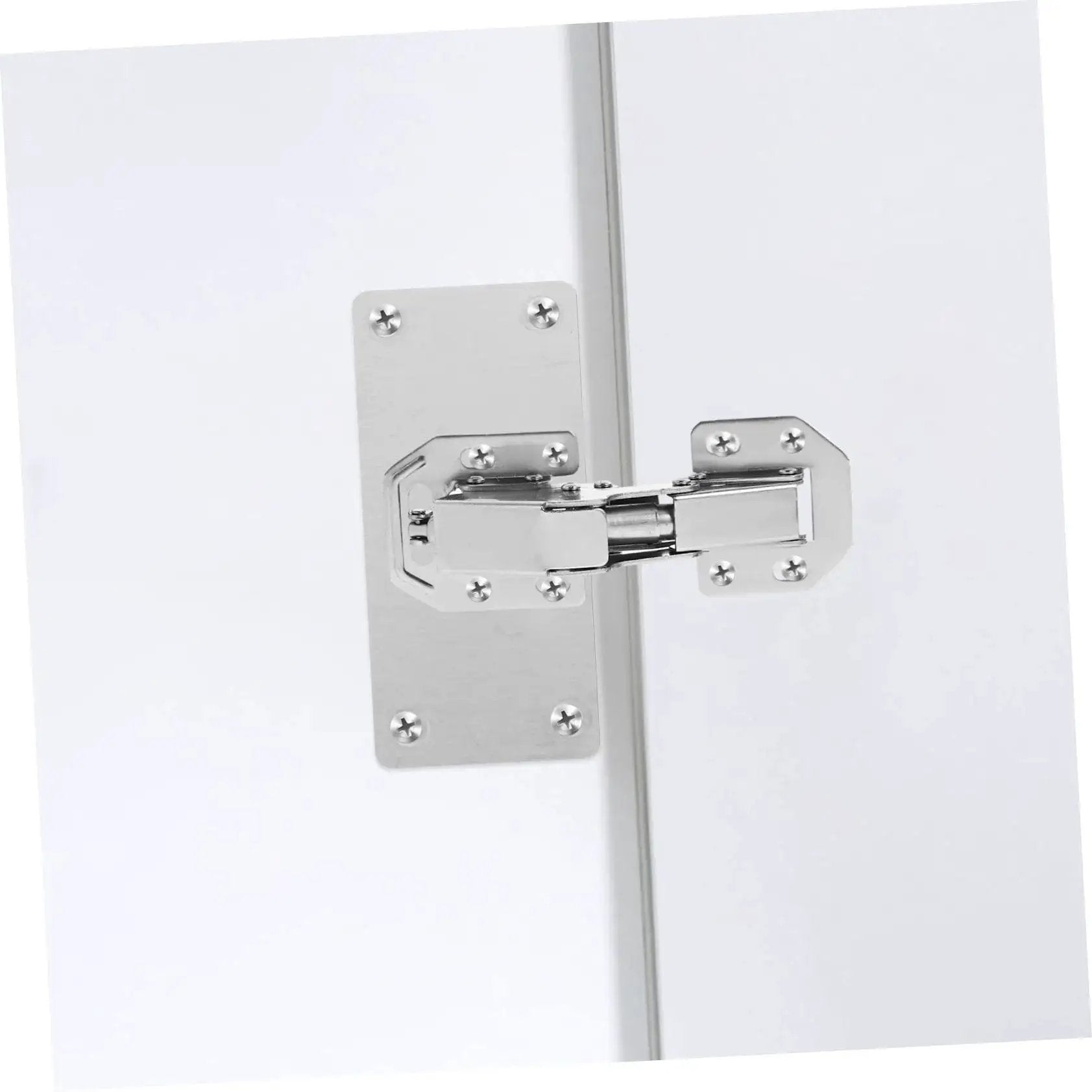 Installed concealed inner hinge on cabinet door, silver finish, from 2 pack durable hydraulic hinges with high load capacity.