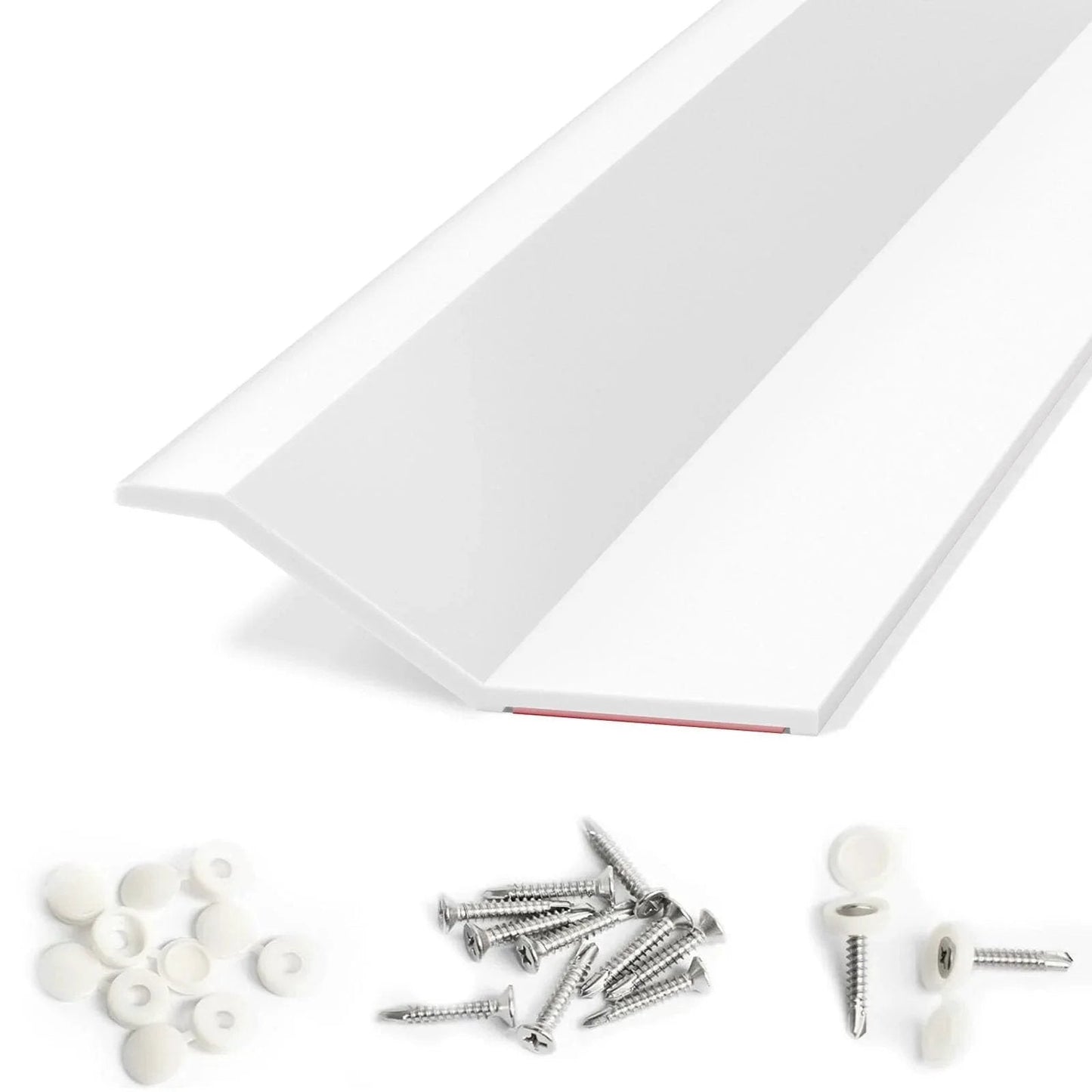 Universal 40 Ft TPE Garage Door Seal Top And Sides For Weatherproofing, Heavy Duty Weather Stripping With Nails And Lids, White Finish