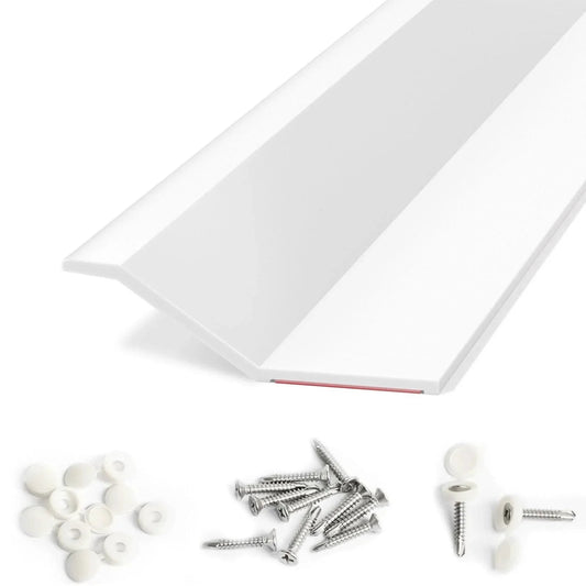Universal 40 Ft TPE Garage Door Seal Top And Sides For Weatherproofing, Heavy Duty Weather Stripping With Nails And Lids, White Finish