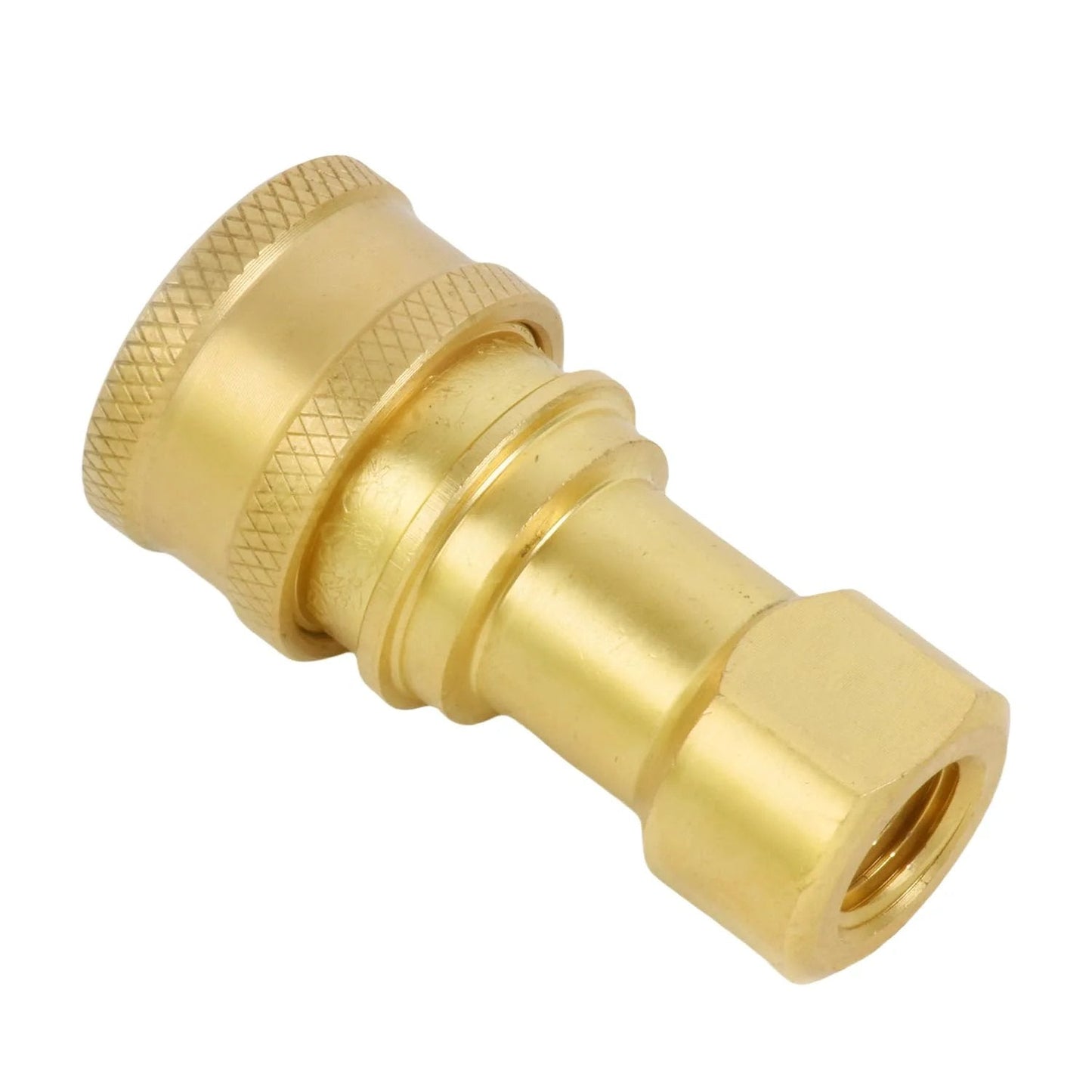 Brass 1/4 Inch NPTF High Pressure Hydraulic Nipple Connector, precision machined, corrosion resistant, side view