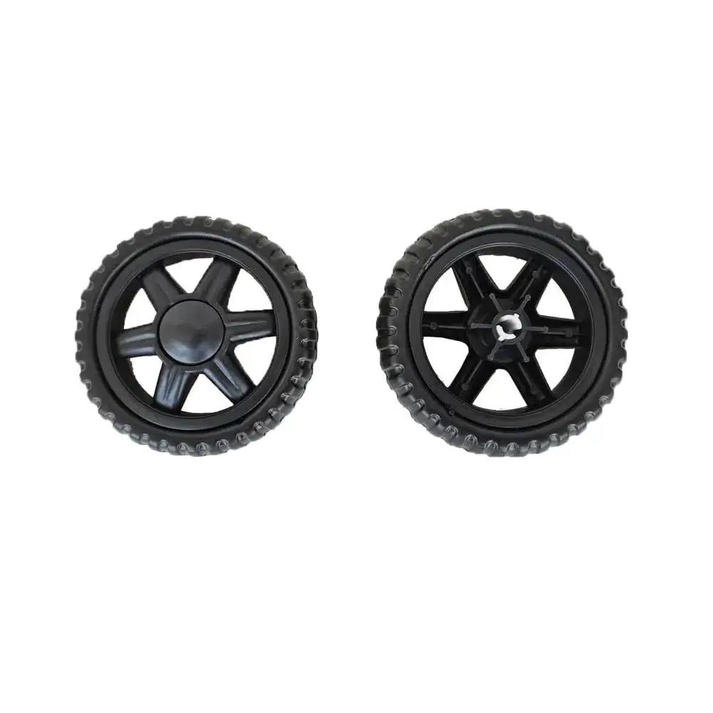 Two Pack 5 Inch Diameter Rubber Foam Shopping Cart Wheels Replacement For Grocery Carts Folding Trolleys Rolling Bags Laundry Dollies