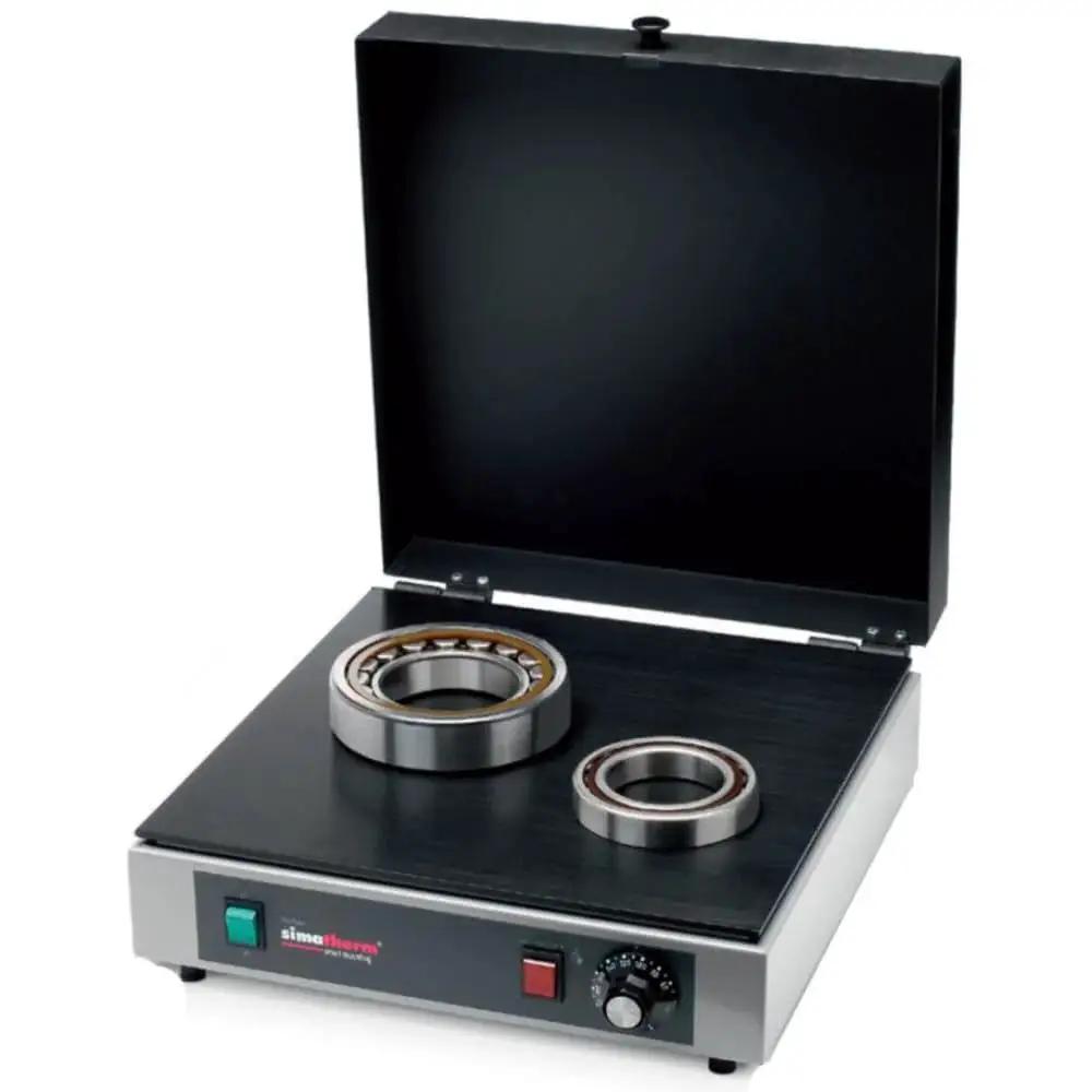 Large Industrial Bearing Heater Hot Plate With Adjustable Temperature Simatherm HPL 200 110V 60Hz Temperature Range 122F To 392F Five Fahrenheit Tolerance Sealed Bearing Compatible Heavy Duty Precision Heating with bearings on top, front view