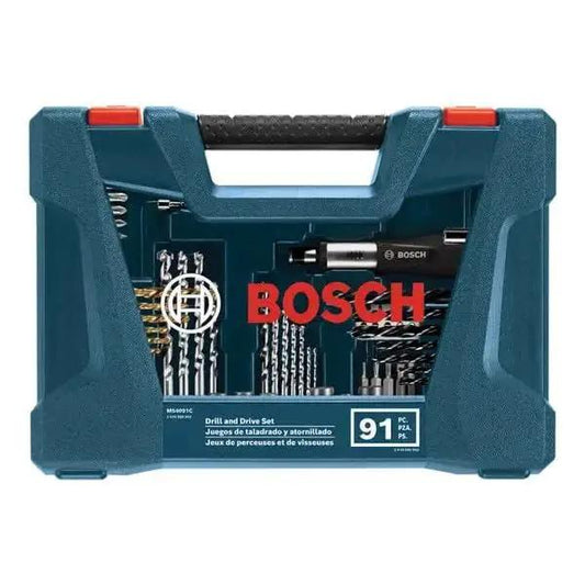 91 Piece Drilling And Driving Mixed Bit Set For Wood Metal And Masonry By Bosch With Driver Bits And Drill Bits in case