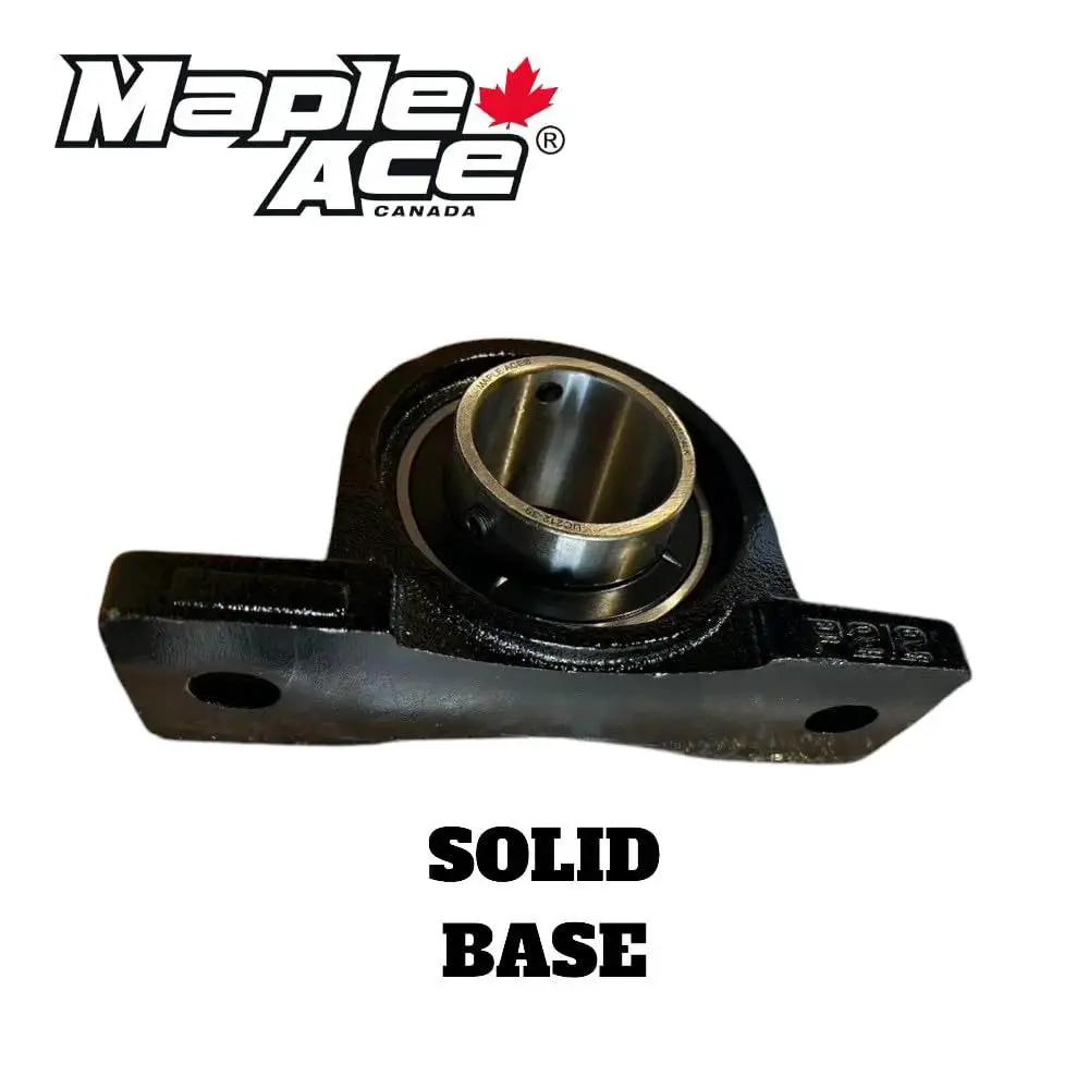 Heavy Duty Pillow Block Bearing With Two Inch Bore Self Aligning And Two Bolt Mount Solid Base For Extreme Climate And High Speed Operation Ideal For Replacement Or OEM Maple Ace UCP210 32 Delivers High Performance Low Vibration Low Noise Long Life, view showing solid base