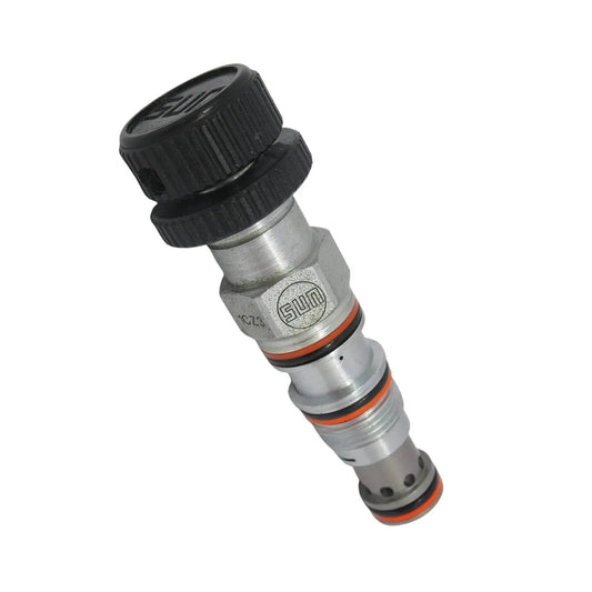 Control Valve PBDBKBN for Sun Hydraulics Systems Replacement Part Designed by DUCRES in silver with black knob