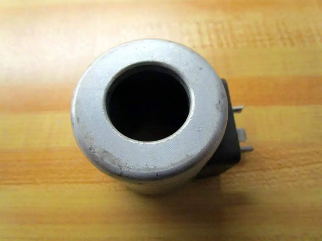 Top view of 24V DC Solenoid Coil Single Pack G745-4-A (G7454A) 18W for Hydraulic Valves, metal finish, visible connectors