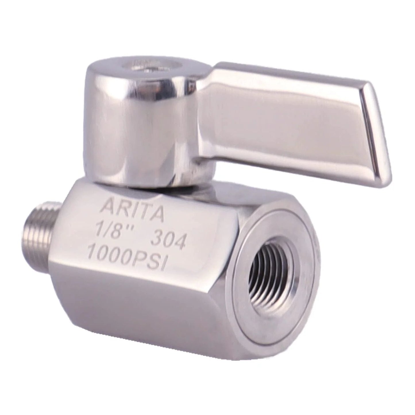 Mini Ball Valve One Eighth Inch Stainless Steel 304 Reduced Port 1000 PSI For Water Oil And Gas NPT Male And Female Lever Handle
