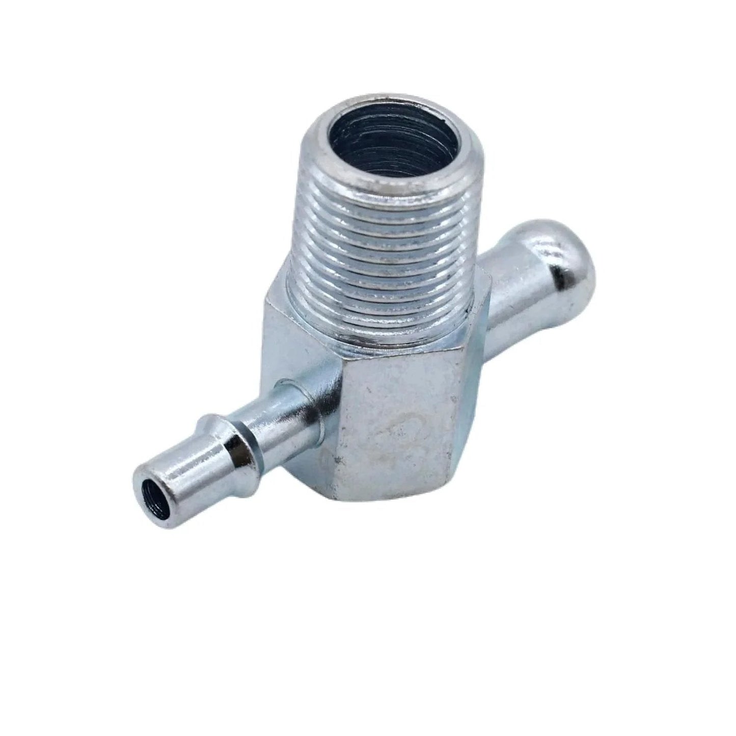Heavy Duty Intake Manifold Vacuum Tee Fitting 3/8in NPT Thread With 1/4in And 3/8in Hose Barb Nipples Steel Zinc Construction