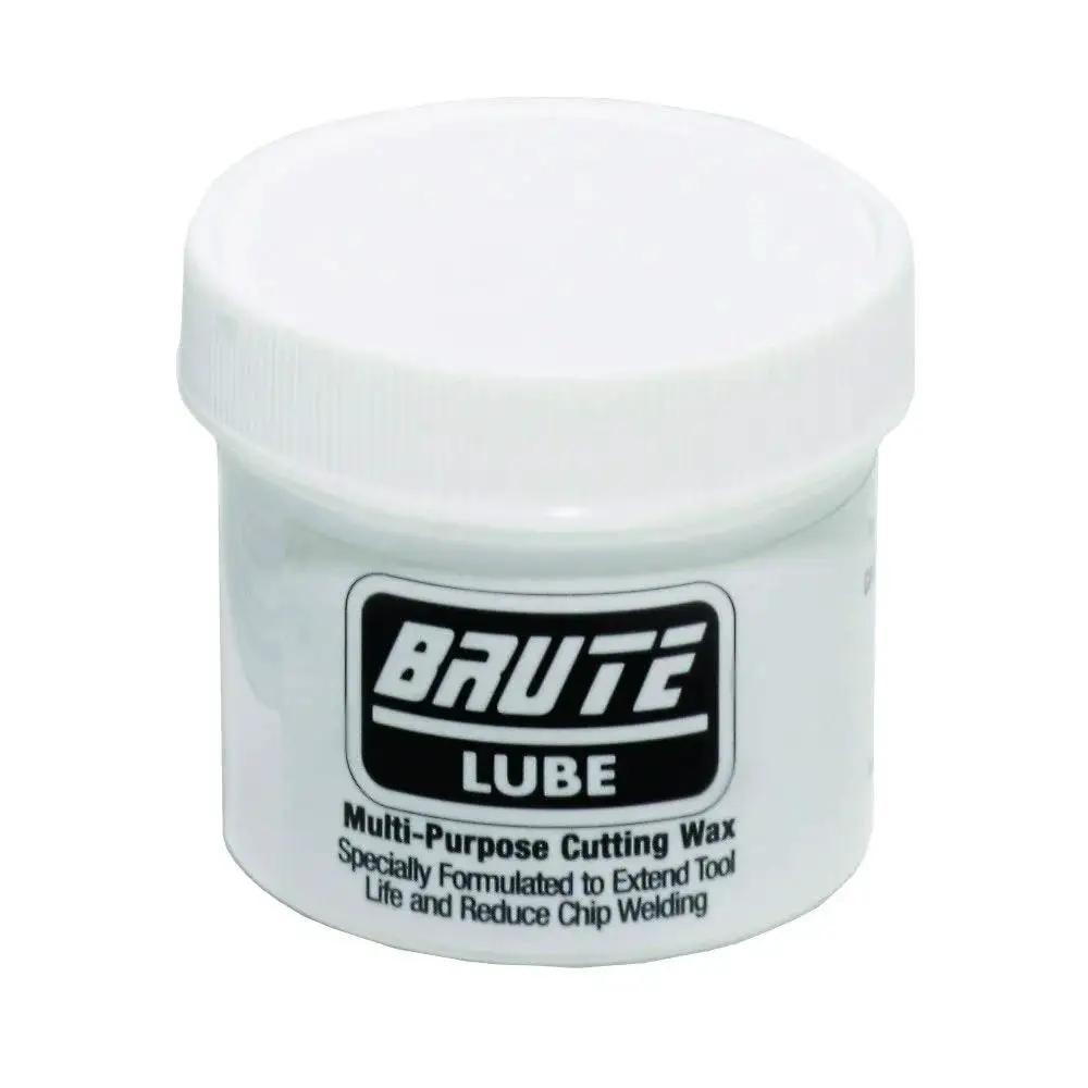 BruteLube 2 Oz Tub Cutting Wax Lubricant for Metal Cutting by Champion Cutting Tool, shown in white container with label.