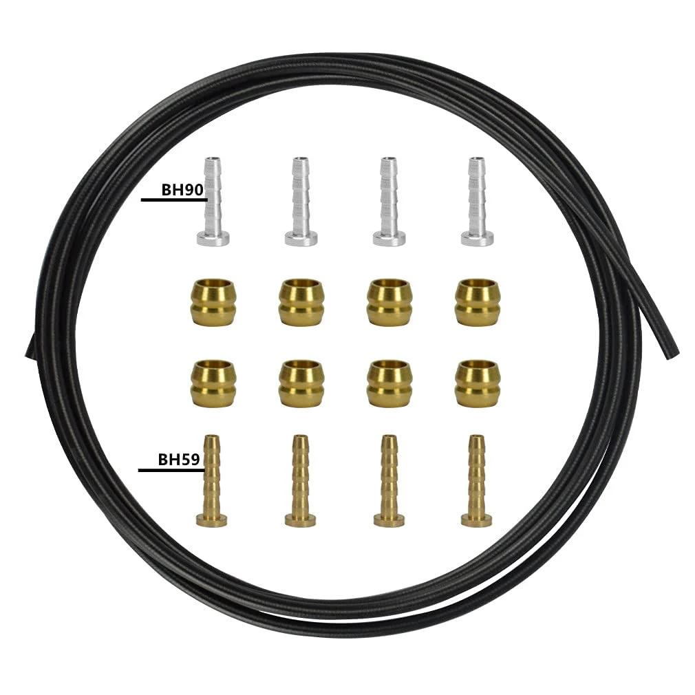 Hydraulic Brake Hose Kit 2500mm For Shimano BH59 BH90 And SRAM AVID System With 8 Brass Olives And 8 Brass Inserts Black By CYSKY.