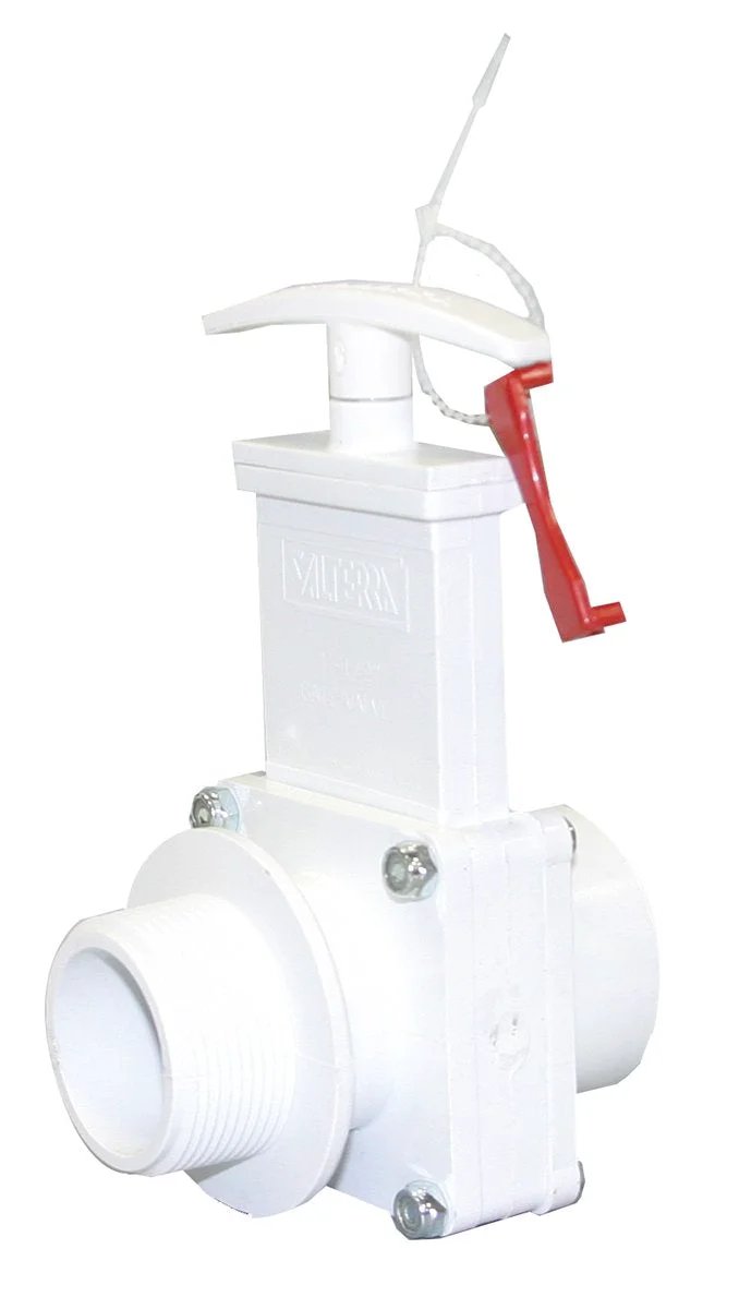 PVC Gate Valve 1-1/2 Inch FPT X MPT With Gate Keeper For Quick Shut Off And Unrestricted Flow White Plastic Plumbing Valve