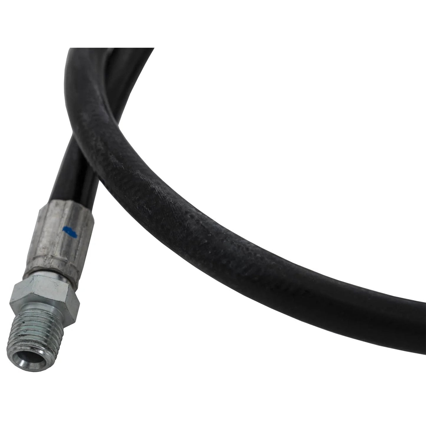 Close-up of Beefed Up High Pressure Hose For Trucks And Hydraulics 38 Inch Length One Quarter Inch Inner Diameter Replacement For Western 55020