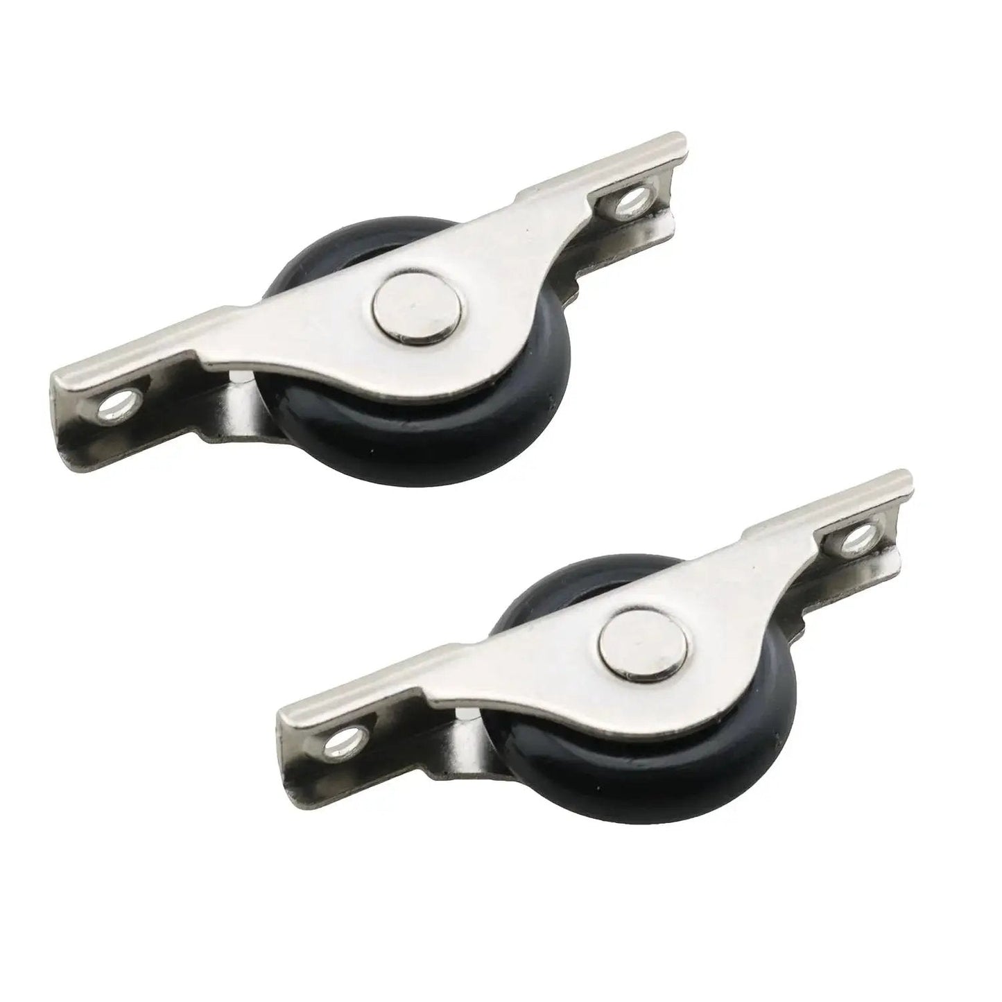 2 Pack 29mm Black Screen Door Roller Wheel Nylon Pulley With Stainless Steel Housing For Garage Screen Doors Sliding Doors Wardrobe And Cabinet Doors Durable Electroplated Finish Ideal For Smooth Quiet Operation product image showing two rollers with black nylon wheels and stainless steel housing