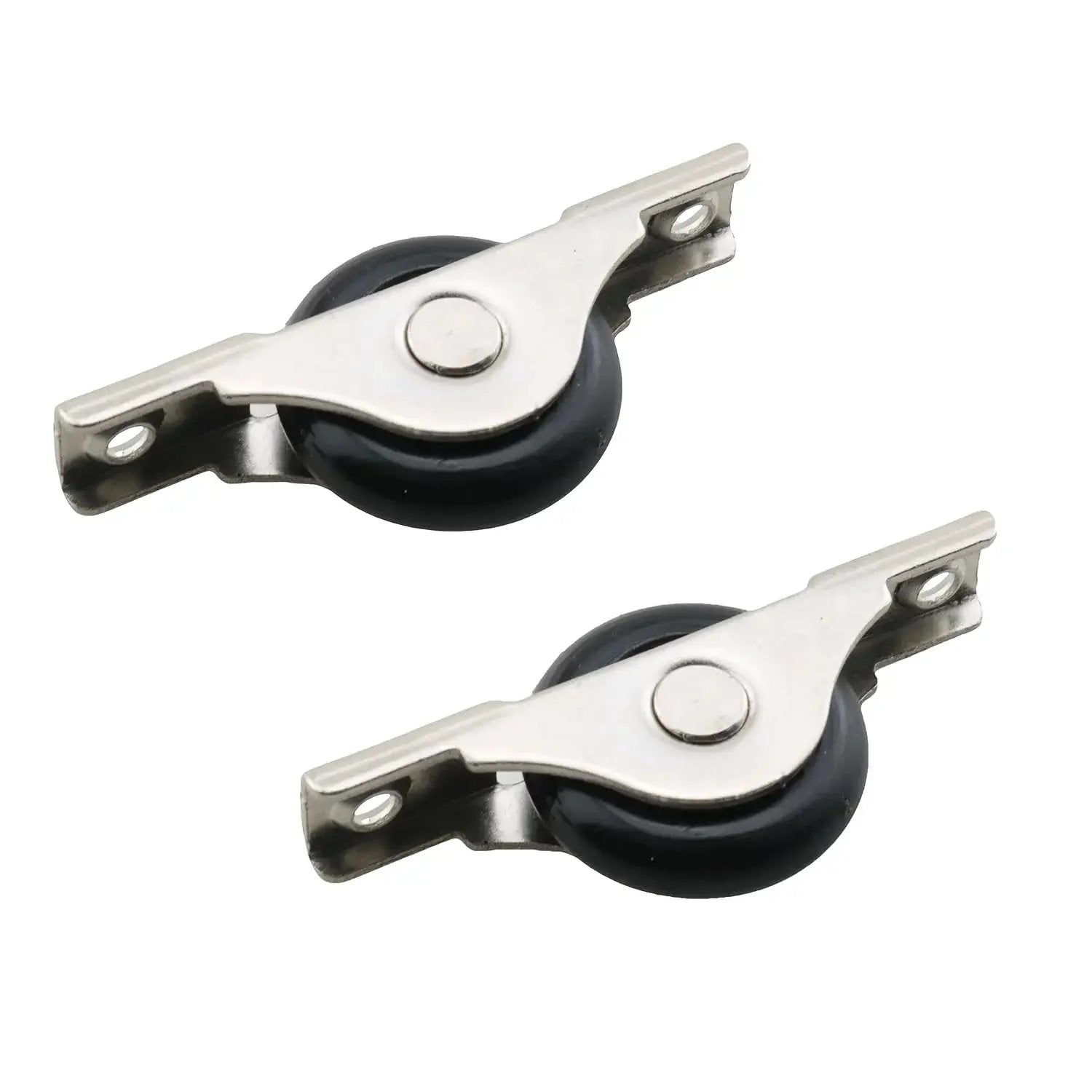 2 Pack 29mm Black Screen Door Roller Wheel Nylon Pulley With Stainless Steel Housing For Garage Screen Doors Sliding Doors Wardrobe And Cabinet Doors Durable Electroplated Finish Ideal For Smooth Quiet Operation product image showing two rollers with black nylon wheels and stainless steel housing