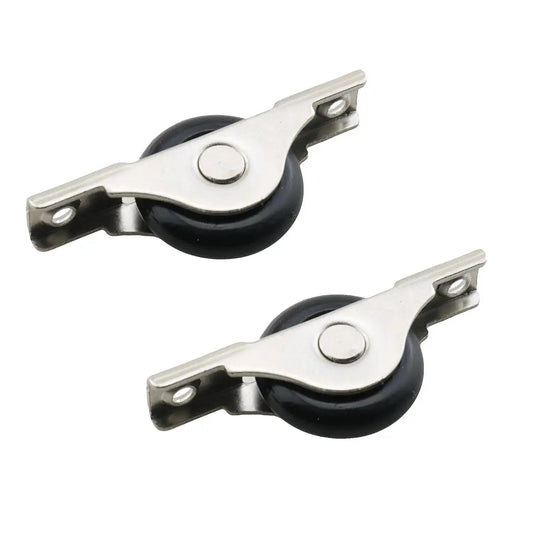 2 Pack 29mm Black Screen Door Roller Wheel Nylon Pulley With Stainless Steel Housing For Garage Screen Doors Sliding Doors Wardrobe And Cabinet Doors Durable Electroplated Finish Ideal For Smooth Quiet Operation product image showing two rollers with black nylon wheels and stainless steel housing