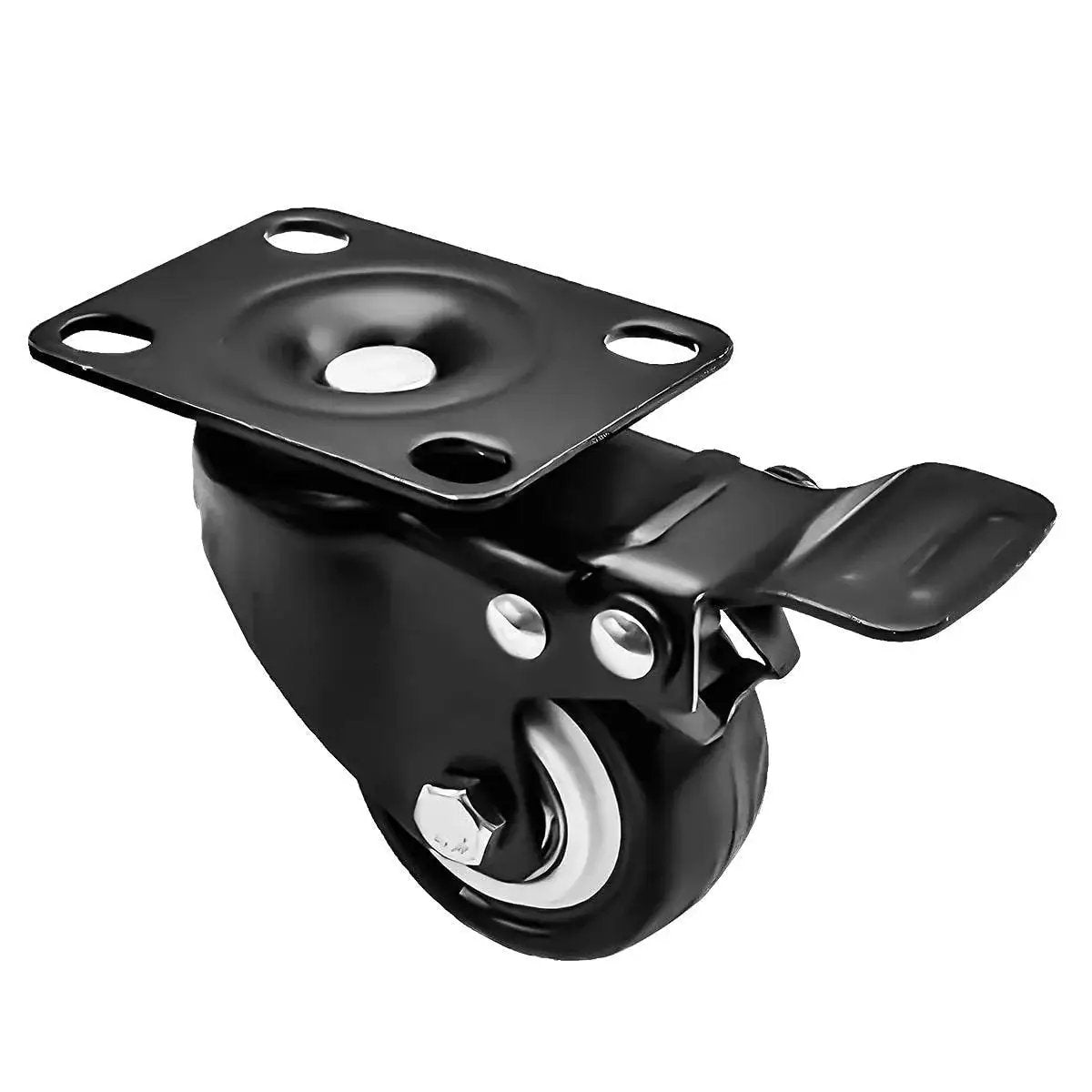 Swivel 1.5 Inch Caster Wheels Rubber Base With Top Plate And Bearing Heavy Duty With Total Lock Brake for Carts