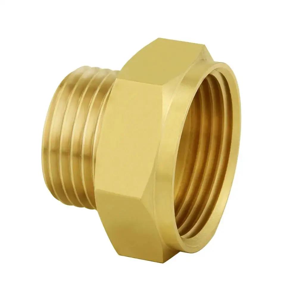 Heavy Duty Brass Garden Hose Adapter 1 Inch NPSH Female To Three Fourths Inch GHT Male Connector, Joywayus Durable Brass Fitting