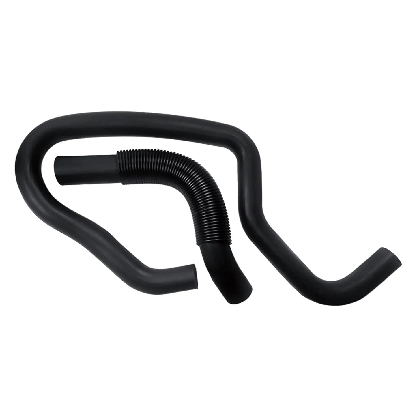 Engine Upper And Lower Radiator Coolant Hose Kit For Cadillac Escalade, Chevy Avalanche, Silverado, Suburban, Tahoe, GMC Sierra, Yukon Replacement 22827731 22827735 Premium Quality Rubber shown in black rubber material.