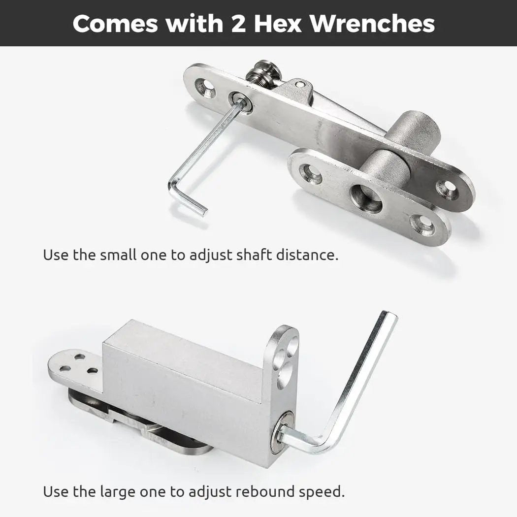 Heavy Duty Invisible 360 Pivot Hinges For Wooden Doors, Self Closing Stainless Steel Hidden Door Hinge Kit With Screws