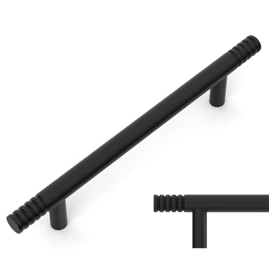 Matte Black Solid Cabinet Pulls 5 Inch 128mm Hole Centers Pack Of 10 Kitchen Handles Hardware ZH0070