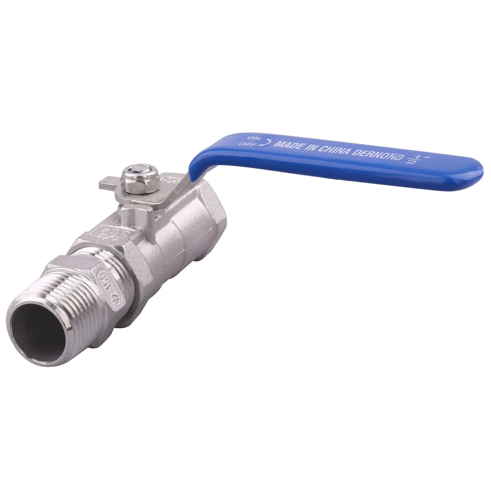 Stainless Steel 304 One Piece Ball Valve With Standard NPT Port And Male Hex Nipple For Water Oil And Gas Heavy Duty