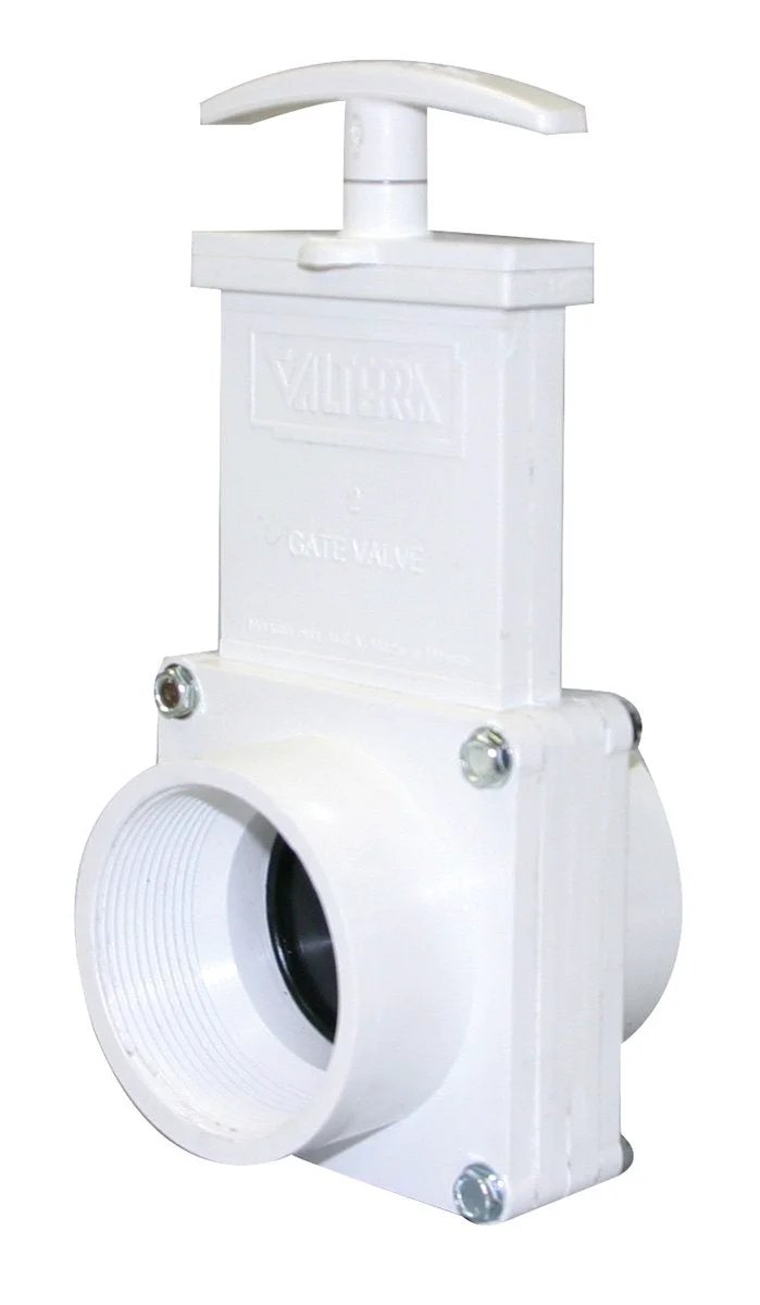 2 Inch PVC Gate Valve With Female Pipe Thread White Unrestricted Flow Push Pull Operation Quick Shutoff For Plumbing And Water Supply In Home Garden RV And Mobile Setups Valterra 6207