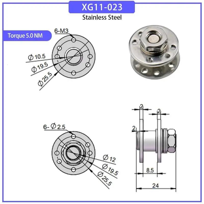 Diagram and photo of Weldable Barrel Door Hinges With Adjustable Torque And Free Stopping Damping LPXDS Circular Disk Pivot Heavy Duty
