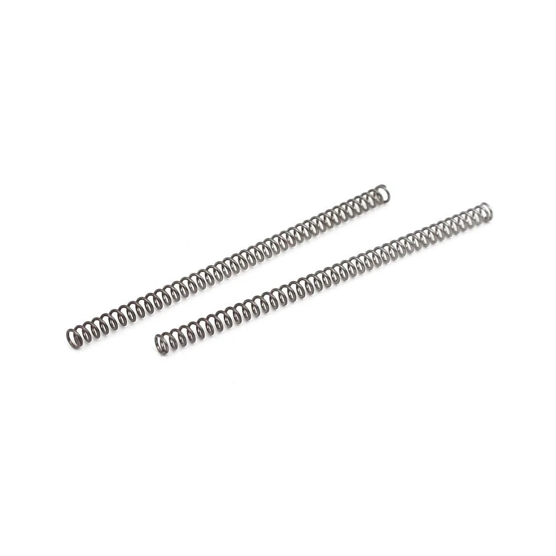 Compression Spring 304 Stainless Steel, Great For Electronics And Mechanical, 2mm OD, 0.3mm Wire Diameter, 40mm Free Length, Silver Tone, Heat And Corrosion Resistant, Pack Of 10 Pcs From, showing two silver tone springs on white background.