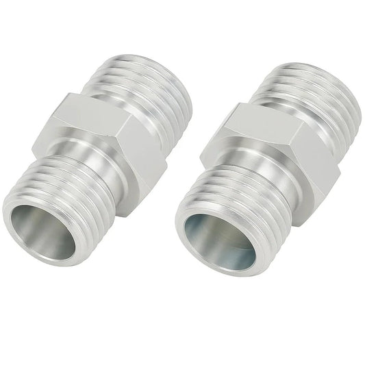 M14 To M14 Hose Fittings Adapters For Mini Excavator Hydraulic Thumb Clip Attachments Durable Carbon Steel Quick Connect Pipe Thread Connectors For Hydraulic Lines Air Fuel Water Digger Two Pack