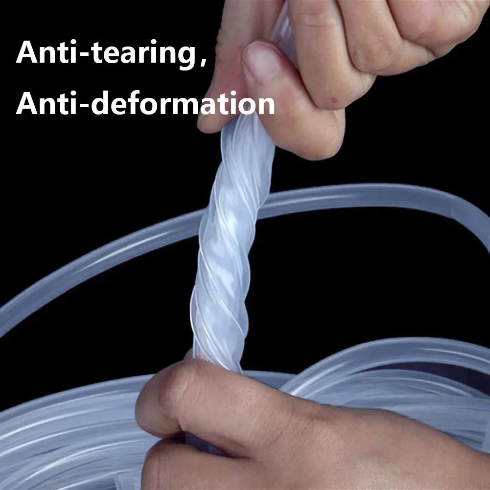 Food Grade Silicone Tubing For Home Brewing And Winemaking One Quarter Inch Inner Diameter By Three Eighths Inch Outer Diameter Ten Feet Long High Temp Flexible Hose FDA Approved For Easy DIY Brewing being twisted to show durability.