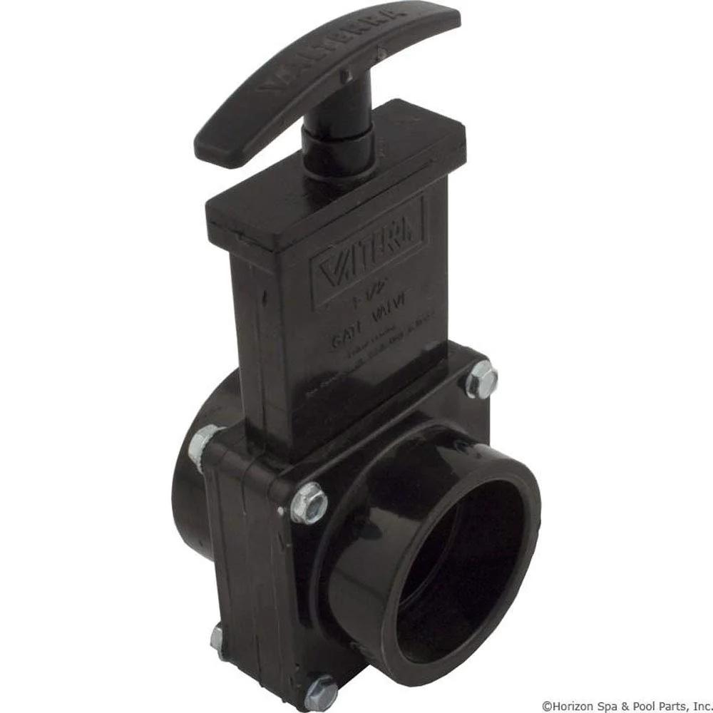 Full Port ABS Gate Valve Size One And A Half Inch Slip Black For Low Pressure And Vacuum Lines No Fuss Quick Shut Off With Easy Push Pull Operation Unrestricted Flow Schedule 40 ABS Fittings 30 Psi Open And 45 Psi Closed Ideal Replacement Part