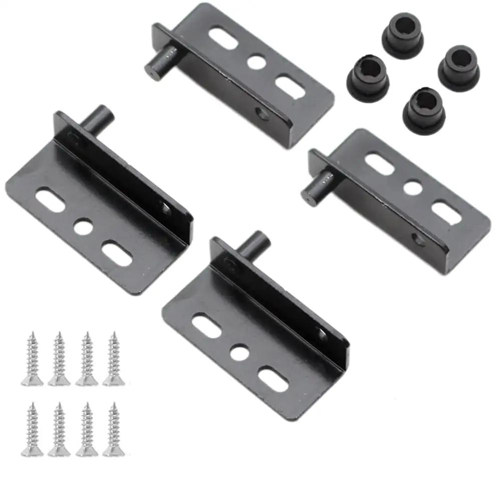 Beefy Heavy Duty Concealed Shaft Pivot Hinge Set for Wood Doors Cabinets and Furniture with Bushing Black Iron 4 Pcs