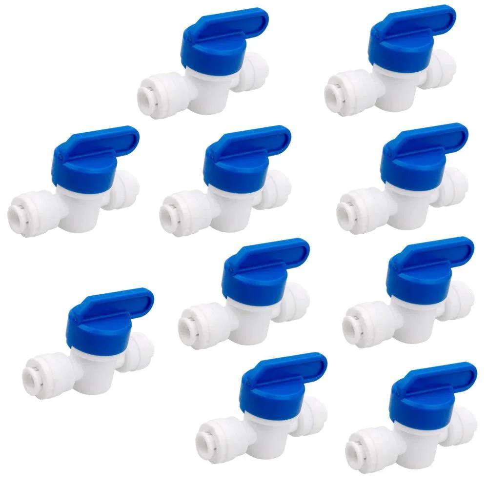 Inline Shut Off Ball Valve For Quarter Inch OD Tubing And Hose, Plastic Quick Connect Fittings For Water Purifier RO DI System