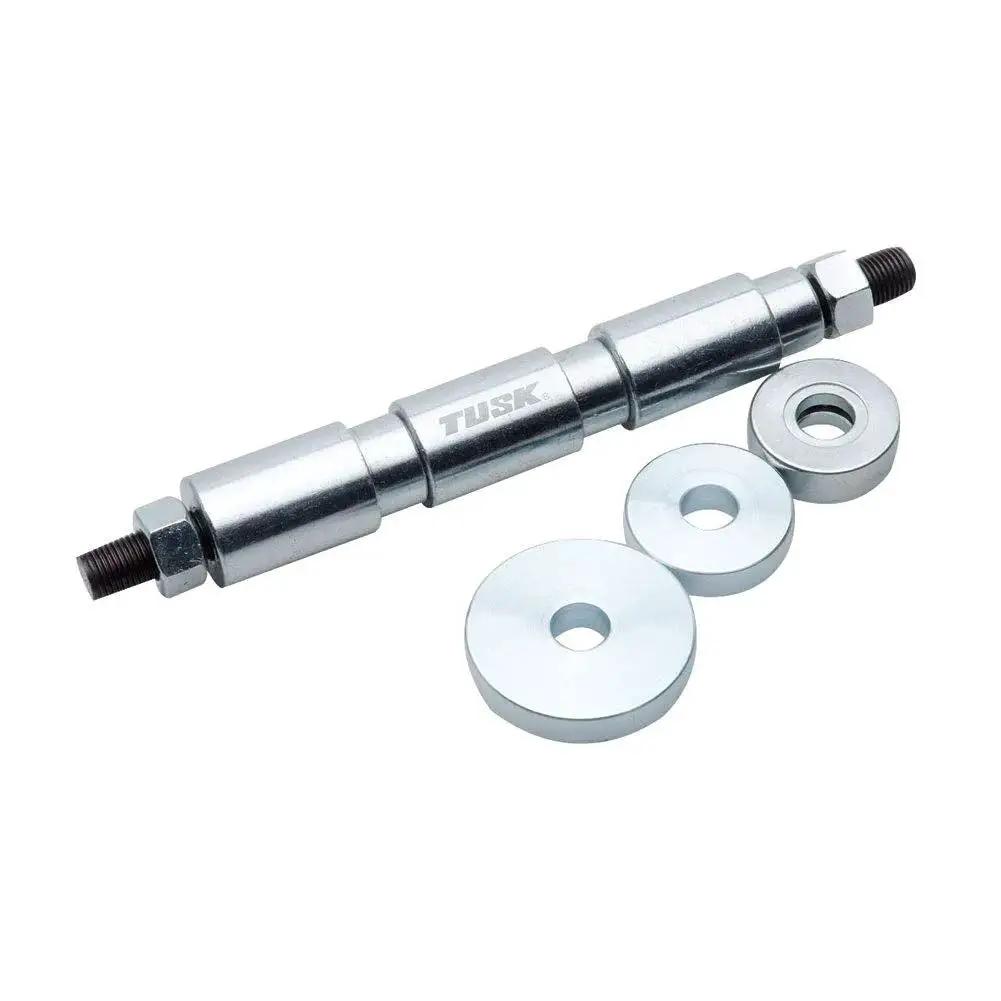 Swing Arm Bearing Tool With Threaded Press System for installation and extraction, includes three machined bearing drivers, hardened steel