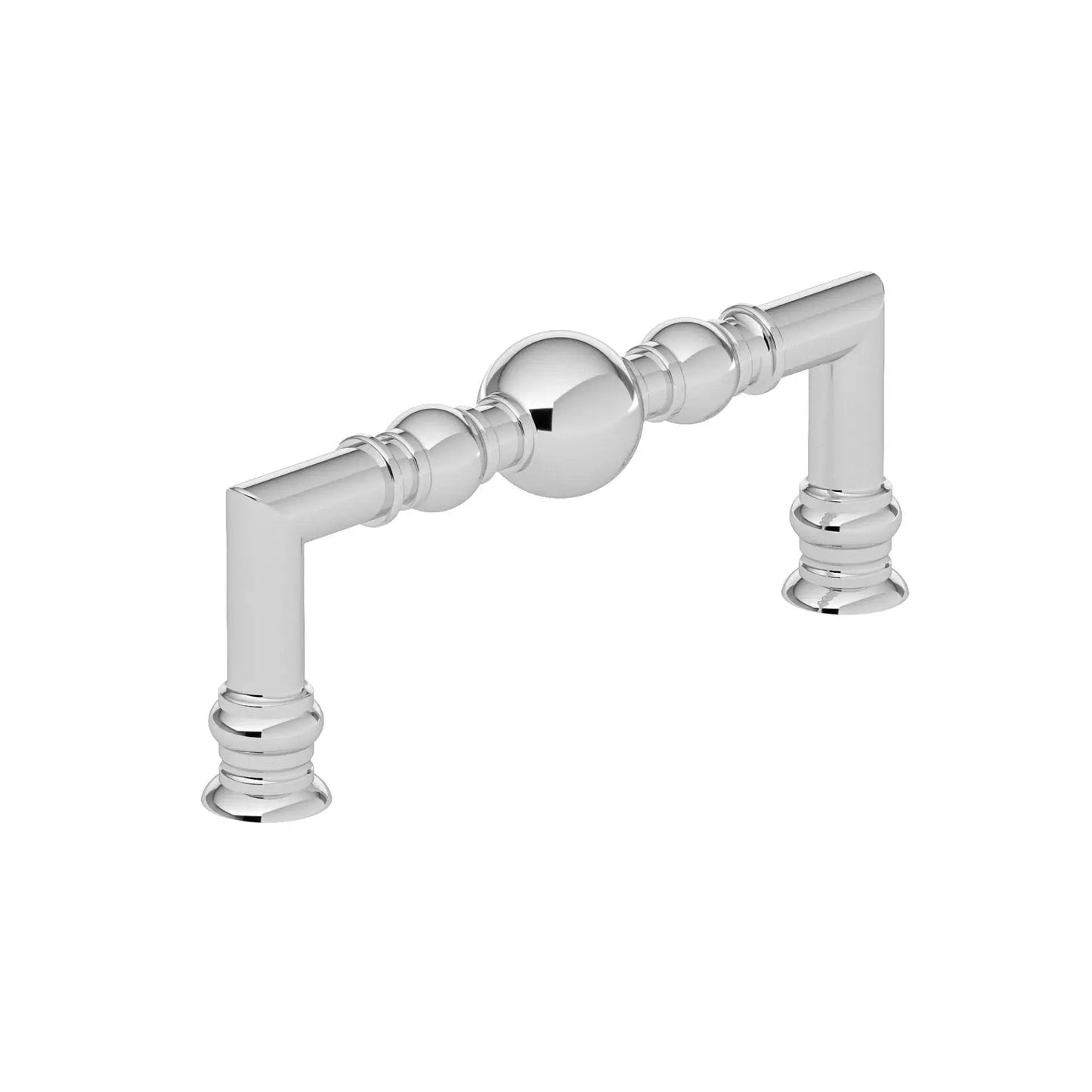 Firenze Collection Chrome Traditional Round Cabinet And Drawer Pull Handle For Kitchen And Bath 3 3/4 Inch Center To Center