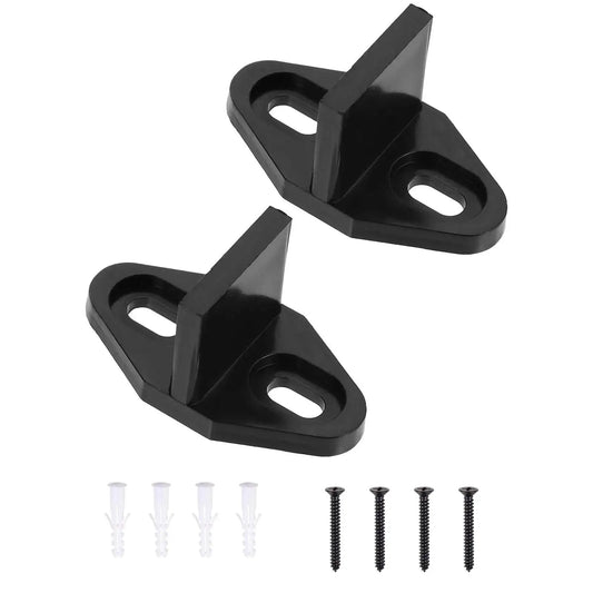 Sliding Barn Door Floor Guide Set Of 2 For Smooth Quiet Operation, black nylon guides with screws for adjustable stability