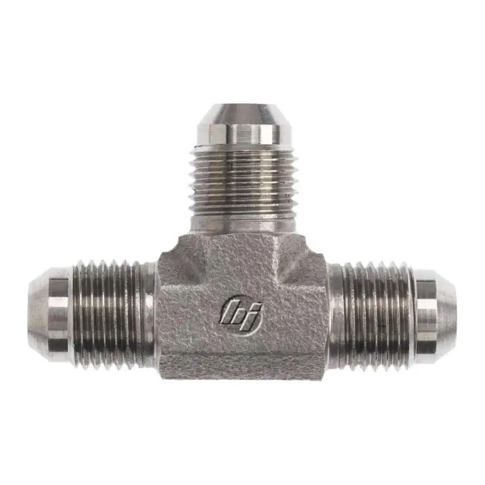 Forged Steel JIC Flared Tube Fitting Tee Three Eighths Inch Tube OD JIC Male Connector Heavy Duty Weldable Three Way Branch