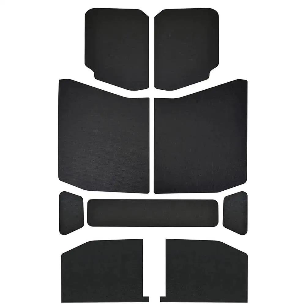 Boom Mat Black Sound Deadening Headliner For Jeep Wrangler JL 2018 Up Custom Fit in flat layout, pre-shaped panels.
