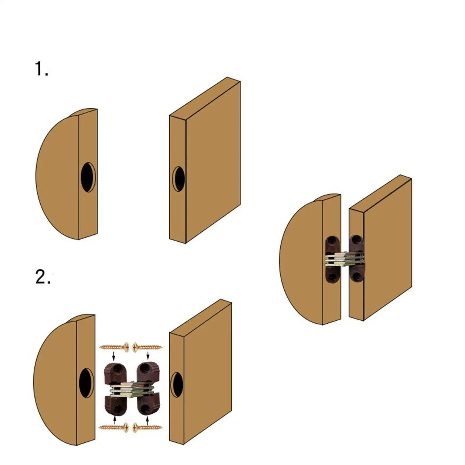 6 Pack Hidden Folding Door Barrel Cross Hinges For Dining Tables Plastic Invisible Concealed Hinges Easy Install diagram
