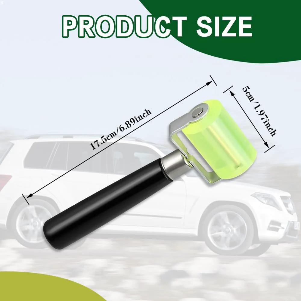 Pro Grade Car Sound Deadening Roller Tool For Seam Rolling And Heat Abatement Mat Installation, rubber wheel, wood handle, size 17x5 cm