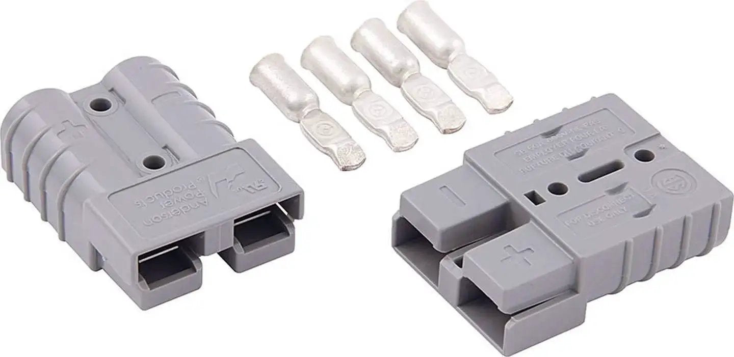 Gray 50 Amp Battery Cable Quick Disconnect For 6 Gauge Wire Pair with terminals visible in packaging