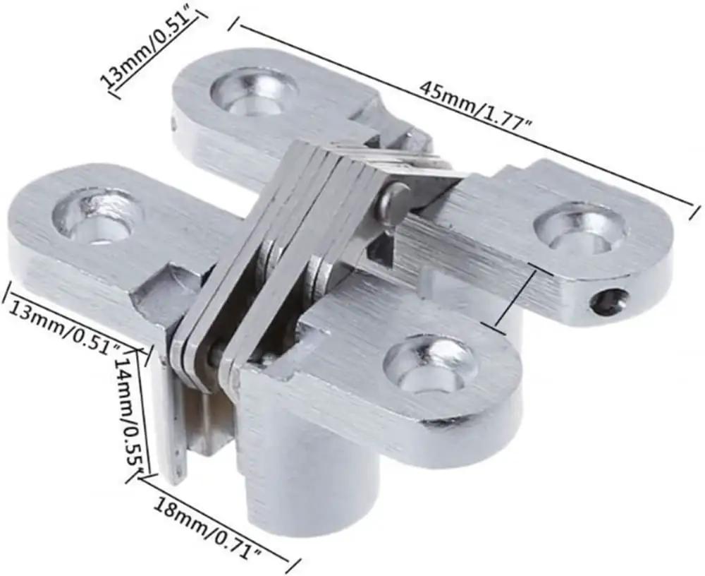 Hidden Cross Hinge for Concealed Mortise Doors, 180 Degree Folding Opening, adjustable conceal hinge in alloy construction