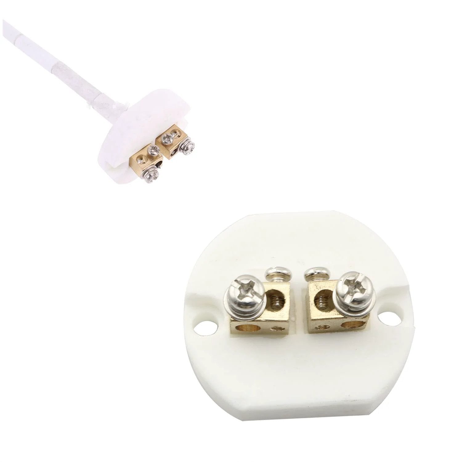 High Temperature Ceramic Terminal Block For K-Type Thermocouples, Unglazed Porcelain Connector, close-up view, AWG 8, 3.3 mm