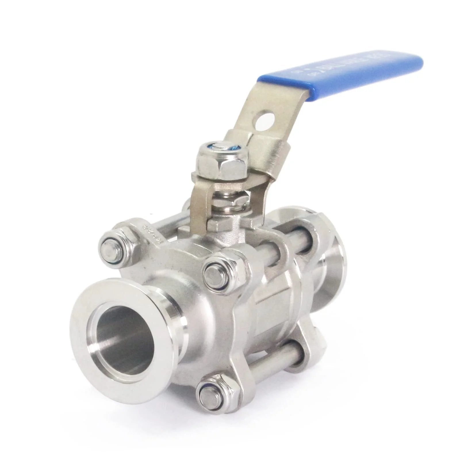 Stainless Steel 304 Vacuum Ball Valve Clamp With Locking Device KF-25 Tri Clamp, PTFE Seal, viewed from the side