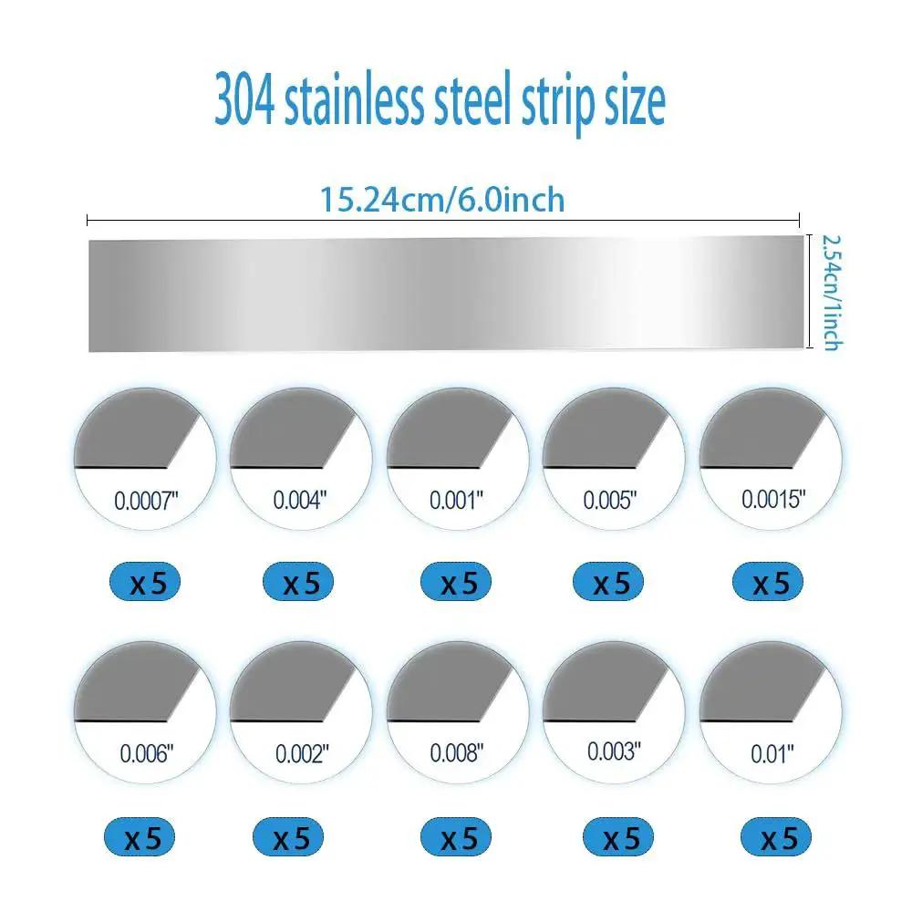 50 Piece Shim Stock Assortment In 304 Stainless Steel Strips 1 Inch Wide By 6 Inch Long Metal Shims thickness diagram