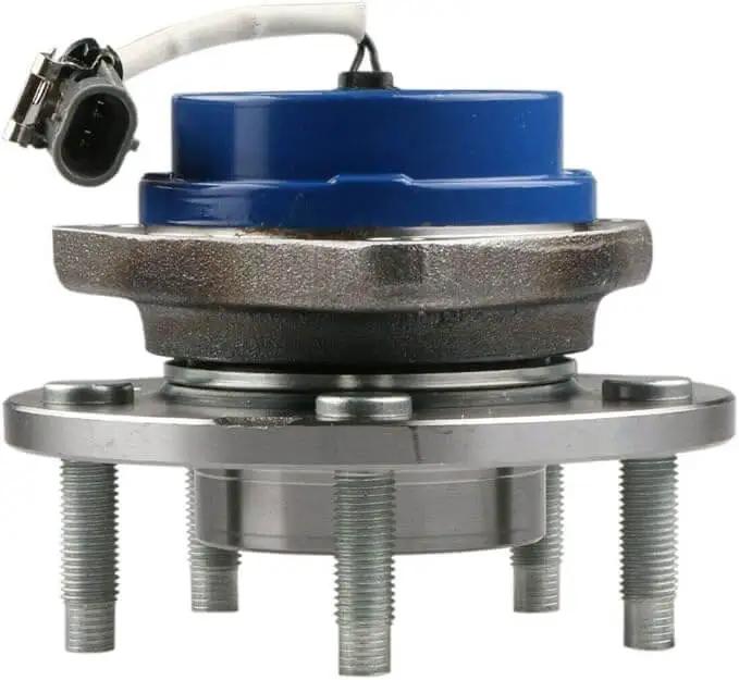 Front wheel hub and bearing assembly 513121X2 ABS sensor, 5 lug. Side view showing ABS connector.