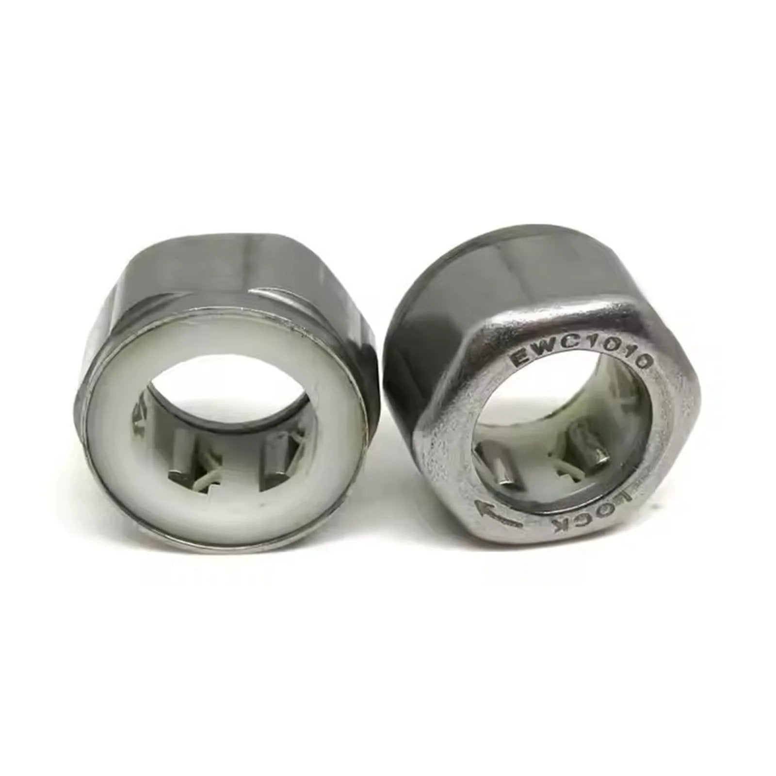 One Way Clutch Needle Roller Bearing Kit 12x18x9mm, 2 Pack Unidirectional Bearings With Steel Cage For Smooth Low Noise Axial Load Applications Dope Performance EWC1209, showing two bearings side by side