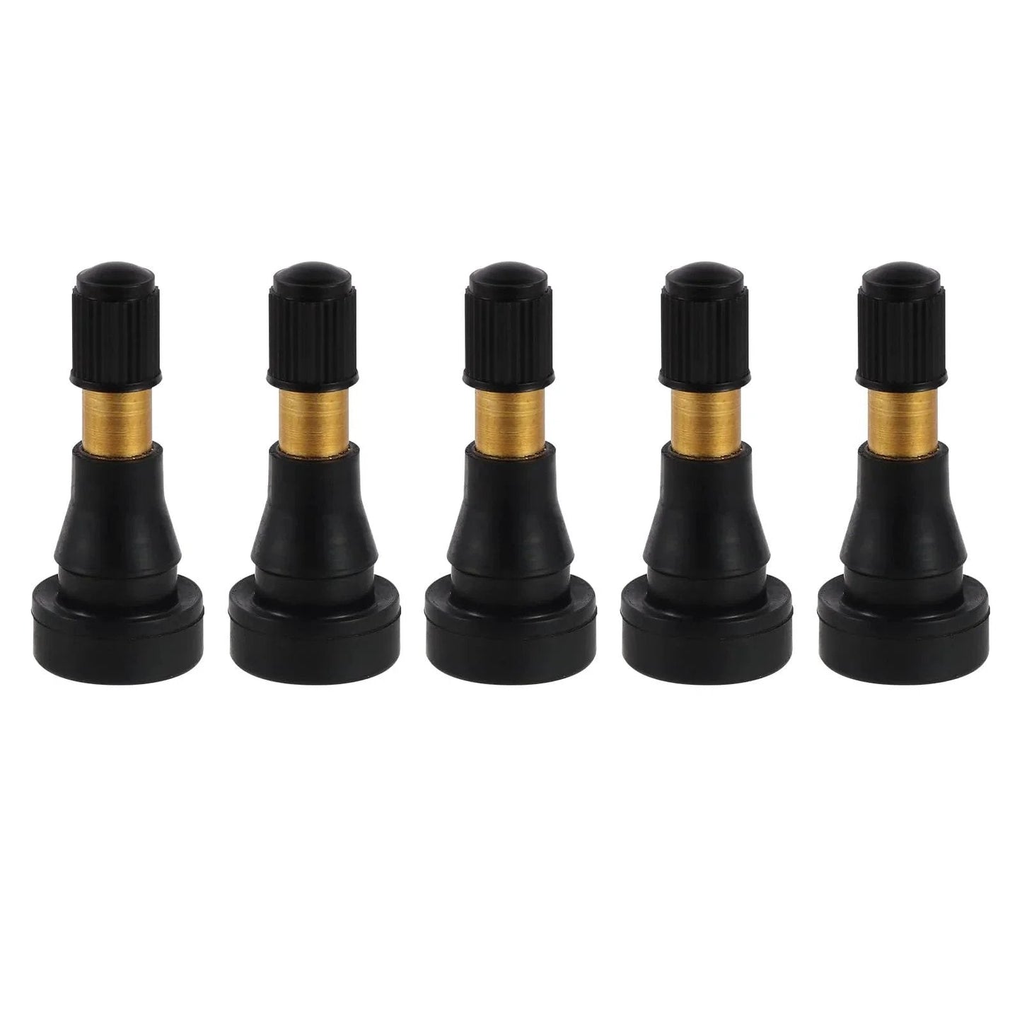 TR600HP Snap-In High Pressure Tire Valve Stems For Tubeless Rims 0.453 Inch Hole Diameter 1.71 Inch Length Pack Of 5 Brass And EPDM